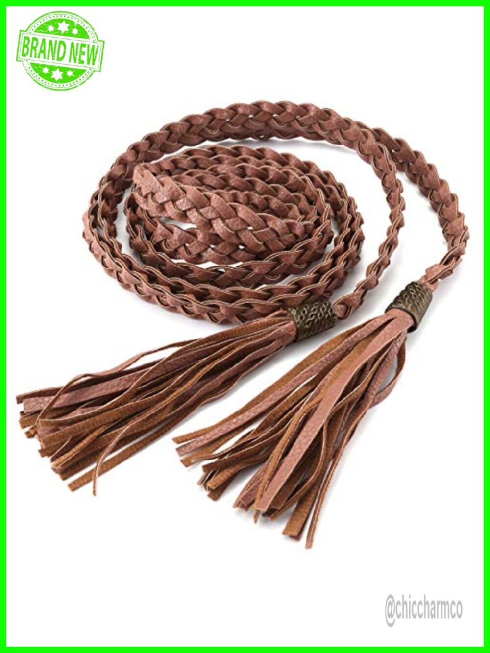 Braided Tassel Rope Belt Boho PU Leather Tie Belt Women